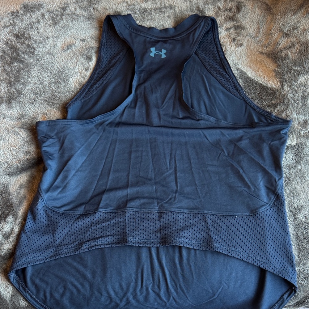 Navy Blue Sleeveless Athletic Tank Project Rock Under Armour - Picture 4 of 4